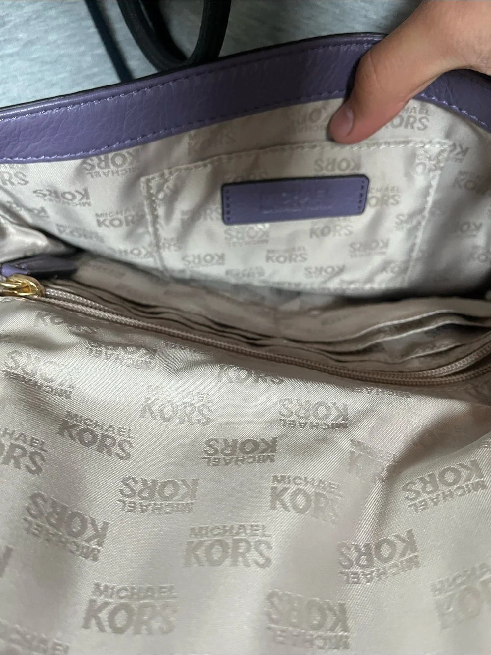 Michael Kors Lavender Leather Crossbody with Gold Accents